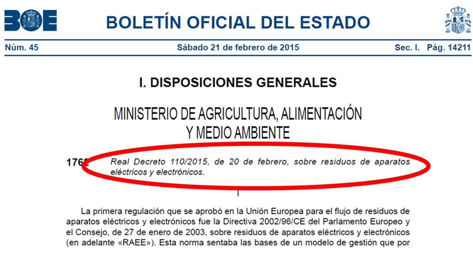 Generación y tratamiento de residuos de aparatos eléctricos y electrónicos.